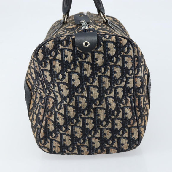 Christian Dior Trotter Canvas Boston Bag Navy Silver Auth ARZ245