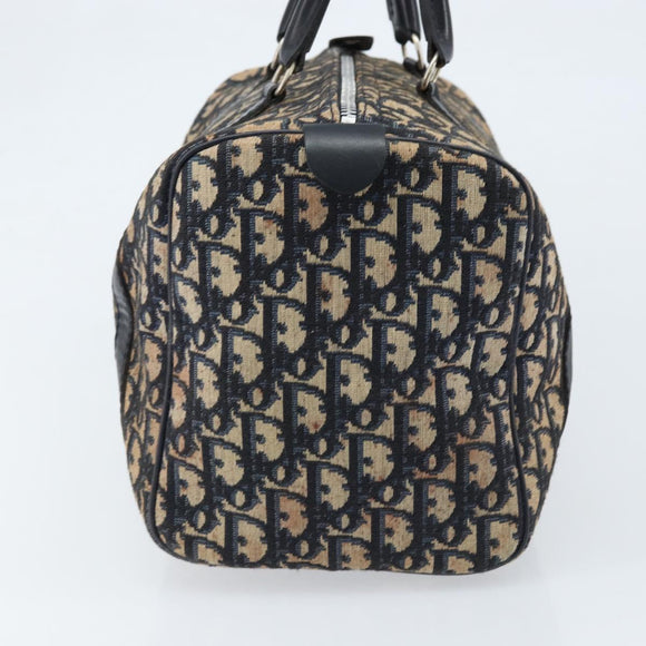 Christian Dior Trotter Canvas Boston Bag Navy Silver Auth ARZ245