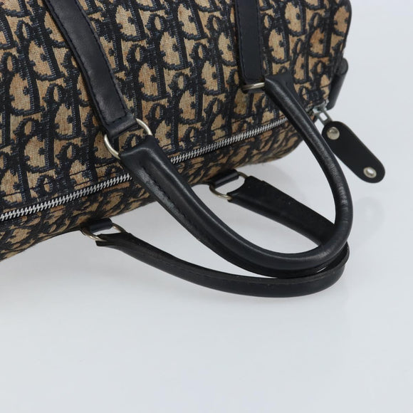 Christian Dior Trotter Canvas Boston Bag Navy Silver Auth ARZ245