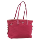 PRADA Tote Bag Nylon Pink Silver Auth ARZ253-1