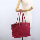 PRADA Tote Bag Nylon Pink Silver Auth ARZ253-22