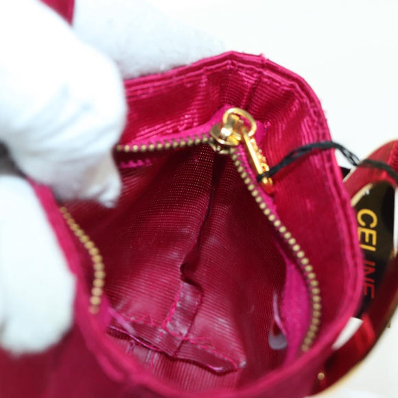 CELINE Circle Pouch Nylon Pink Gold Auth ARZ255A