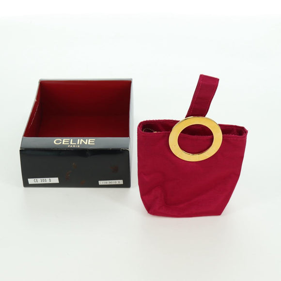 CELINE Circle Pouch Nylon Pink Gold Auth ARZ255A