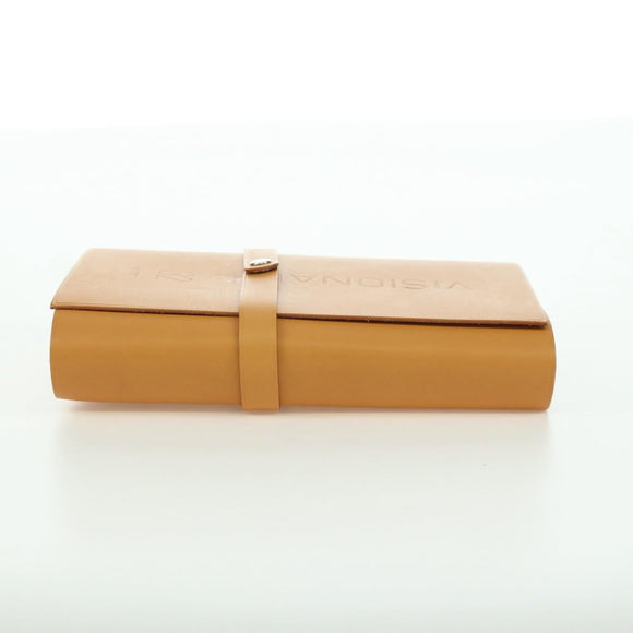HERMES Visionaire 32 Leather Beige Silver Auth ARZ257M