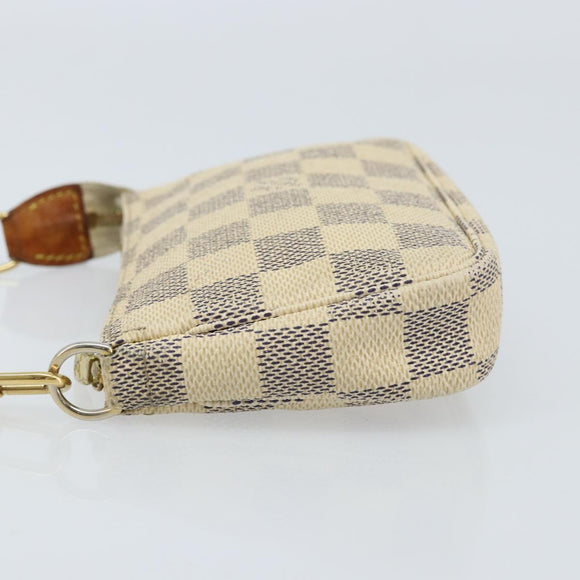 LOUIS VUITTON Damier Azur Mini Pochette Accessoires Etui N63005 LV Auth ARZ260
