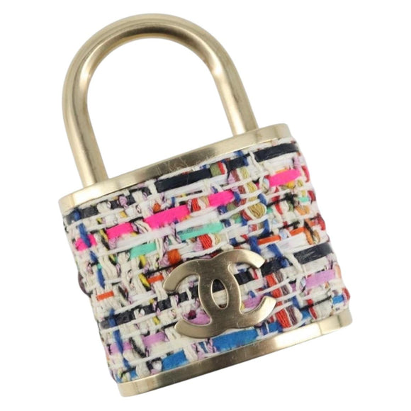 CHANEL COCO Mark Brooch Tweed Multicolor CC Auth ARZ267M