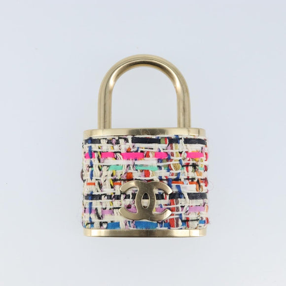 CHANEL COCO Mark Brooch Tweed Multicolor CC Auth ARZ267M