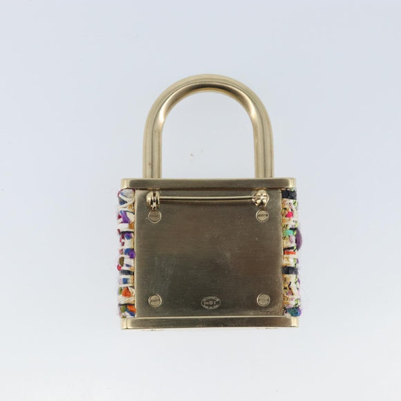 CHANEL COCO Mark Brooch Tweed Multicolor CC Auth ARZ267M