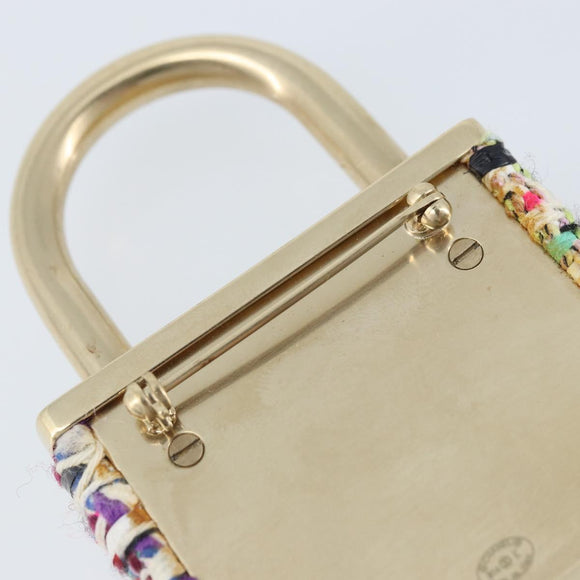CHANEL COCO Mark Brooch Tweed Multicolor CC Auth ARZ267M
