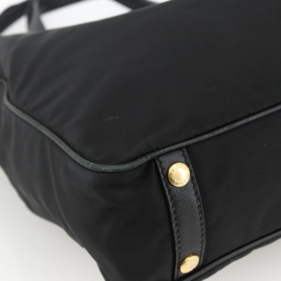 PRADA Tragetasche Nylon 2-Wege Schwarz Gold Authentisch ARZ275