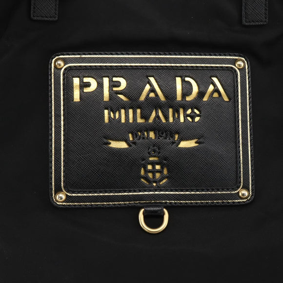 PRADA Tragetasche Nylon 2-Wege Schwarz Gold Authentisch ARZ275