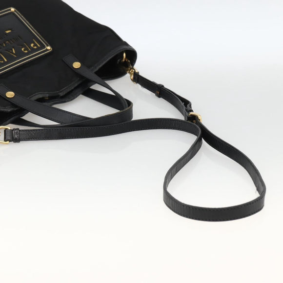 PRADA Tragetasche Nylon 2-Wege Schwarz Gold Authentisch ARZ275