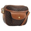 CELINE Macadam Canvas Shoulder Bag PVC Leather Brown Gold Auth ARZ276-1