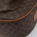 CELINE Macadam Canvas Shoulder Bag PVC Leather Brown Gold Auth ARZ276-10