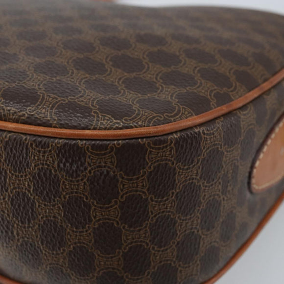 CELINE Macadam Canvas Shoulder Bag PVC Leather Brown Gold Auth ARZ276