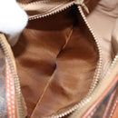 CELINE Macadam Canvas Shoulder Bag PVC Leather Brown Gold Auth ARZ276-22