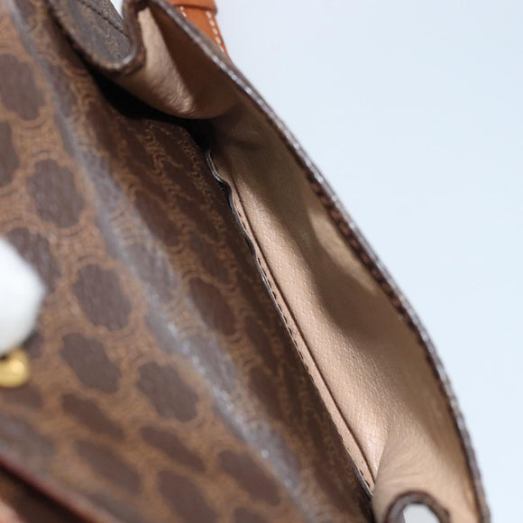 CELINE Macadam Canvas Shoulder Bag PVC Leather Brown Gold Auth ARZ276