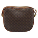 CELINE Macadam Canvas Shoulder Bag PVC Leather Brown Gold Auth ARZ276-3