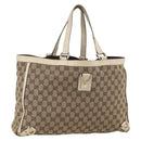 GUCCI GG Canvas Abbey Tote Bag Beige Gold 141472 Auth ARZ280-1