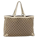 GUCCI GG Canvas Abbey Tote Bag Beige Gold 141472 Auth ARZ280-3