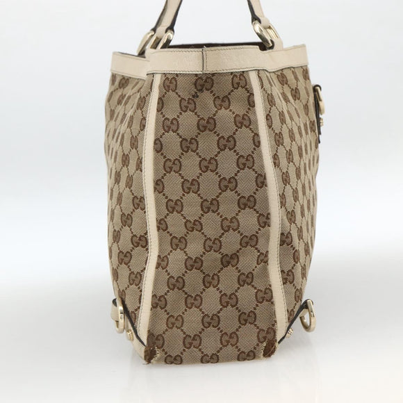 GUCCI GG Canvas Abbey Tote Bag Beige Gold 141472 Auth ARZ280