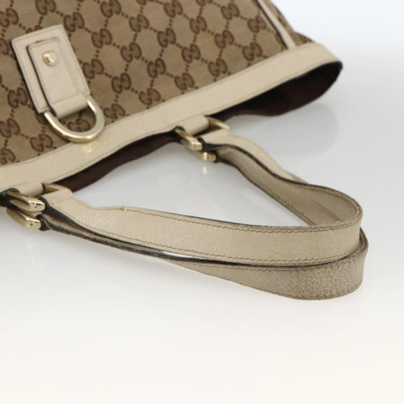 GUCCI GG Canvas Abbey Tote Bag Beige Gold 141472 Auth ARZ280