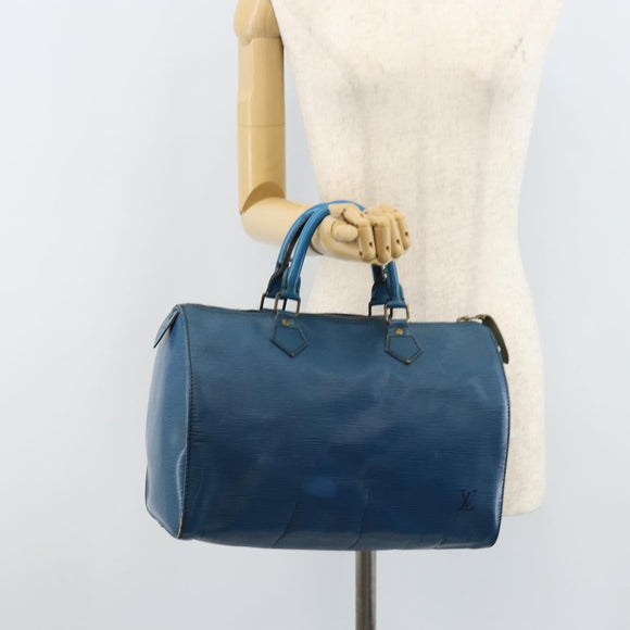 LOUIS VUITTON Epi Speedy 30 Hand Bag Toledo Blue M43005 LV Auth ARZ281