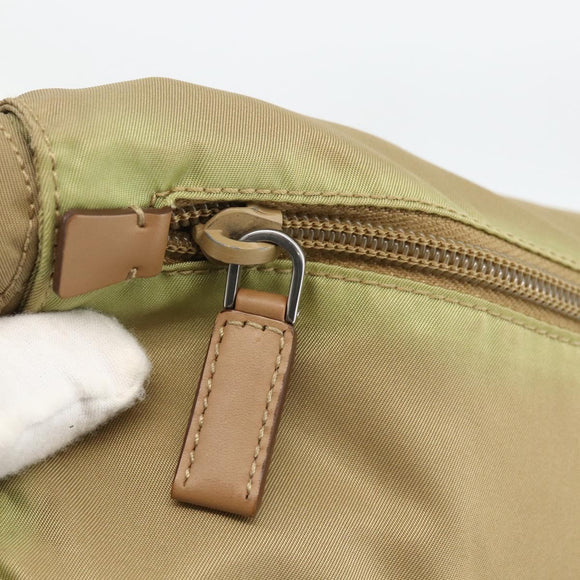PRADA Shoulder Bag Nylon Beige Silver Auth ARZ282