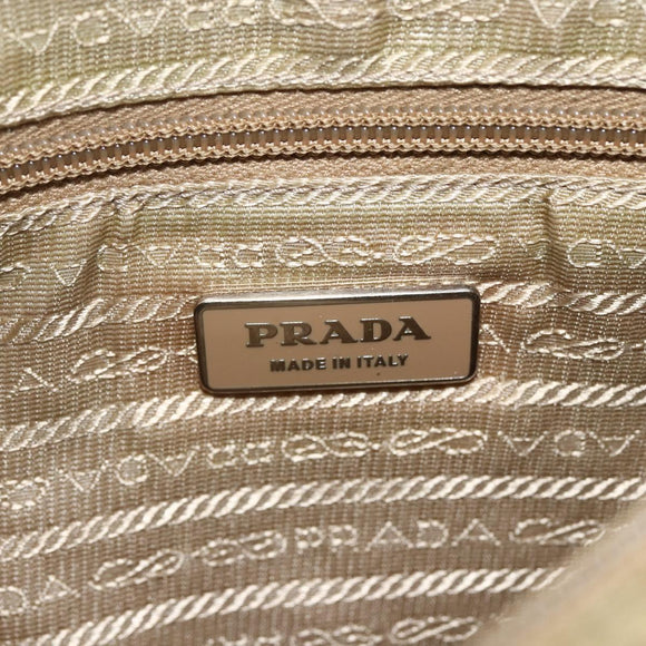 PRADA Shoulder Bag Nylon Beige Silver Auth ARZ282