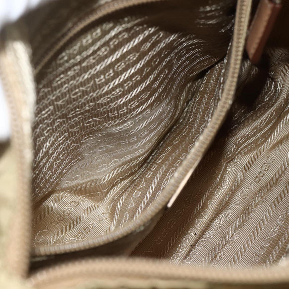 PRADA Shoulder Bag Nylon Beige Silver Auth ARZ282