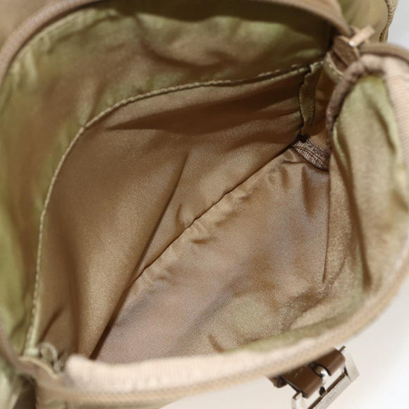 PRADA Shoulder Bag Nylon Beige Silver Auth ARZ282