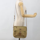 PRADA Shoulder Bag Nylon Beige Silver Auth ARZ282-29