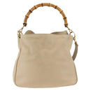 GUCCI Bamboo Hand Bag Leather 2way Beige Gold 001 1638 3754 Auth ARZ285-2