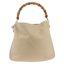 GUCCI Bamboo Hand Bag Leather 2way Beige Gold 001 1638 3754 Auth ARZ285-3