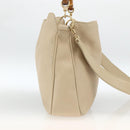 GUCCI Bamboo Hand Bag Leather 2way Beige Gold 001 1638 3754 Auth ARZ285-4