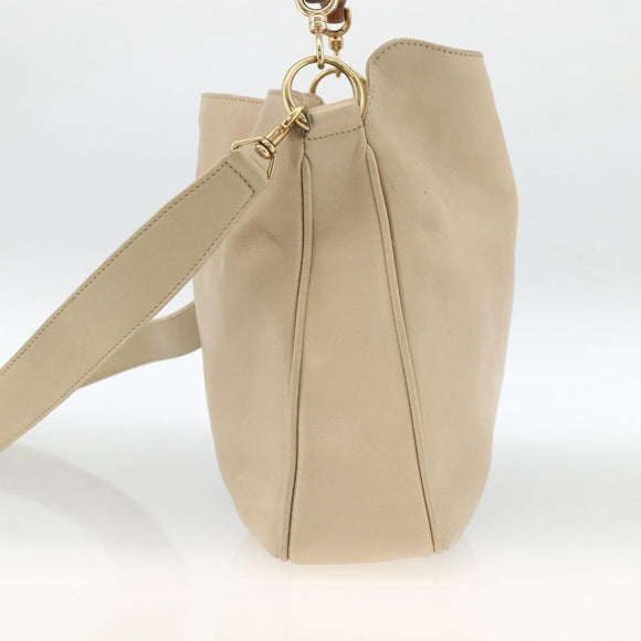 GUCCI Bamboo Hand Bag Leather 2way Beige Gold 001 1638 3754 Auth ARZ285