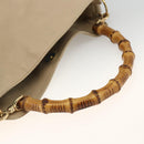 GUCCI Bamboo Hand Bag Leather 2way Beige Gold 001 1638 3754 Auth ARZ285-7