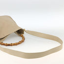 GUCCI Bamboo Hand Bag Leather 2way Beige Gold 001 1638 3754 Auth ARZ285-9