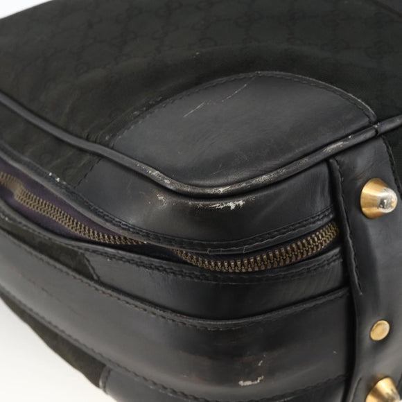 GUCCI GG Canvas Web Sherry Line Travel Bag Travel Case Black Gold Auth ARZ288