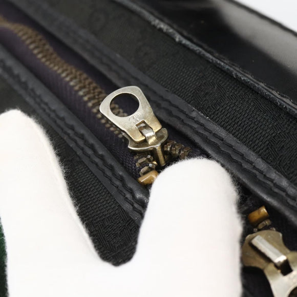 GUCCI GG Canvas Web Sherry Line Travel Bag Travel Case Black Gold Auth ARZ288
