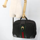 GUCCI GG Canvas Web Sherry Line Travel Bag Travel Case Black Gold Auth ARZ288-21