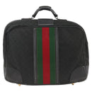 GUCCI GG Canvas Web Sherry Line Travel Bag Travel Case Black Gold Auth ARZ288-3