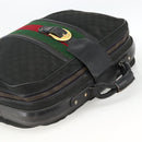 GUCCI GG Canvas Web Sherry Line Travel Bag Travel Case Black Gold Auth ARZ288-6