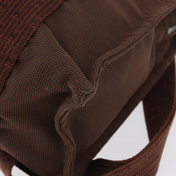 HERMES Her Line Sac A Dos Backpack Canvas Brown Silver Auth ARZ289