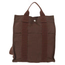 HERMES Her Line Sac A Dos Rucksack Canvas Braun Silber Auth ARZ289-13