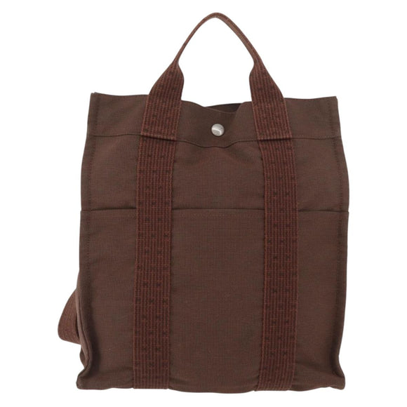 HERMES Her Line Sac A Dos Rucksack Canvas Braun Silber Auth ARZ289