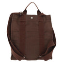 HERMES Her Line Sac A Dos Rucksack Canvas Braun Silber Auth ARZ289-2