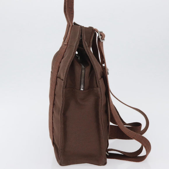 HERMES Her Line Sac A Dos Rucksack Canvas Braun Silber Auth ARZ289