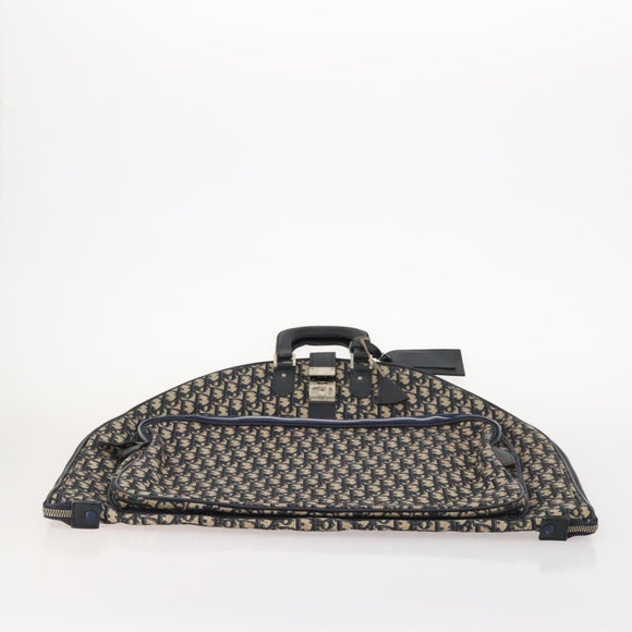 Christian Dior Trotter Canvas Garment Cover Navy Silver Auth ARZ290