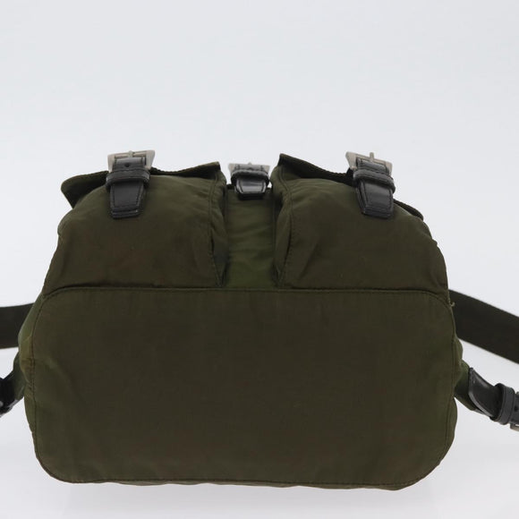 PRADA Backpack Nylon Green Silver Auth ARZ291